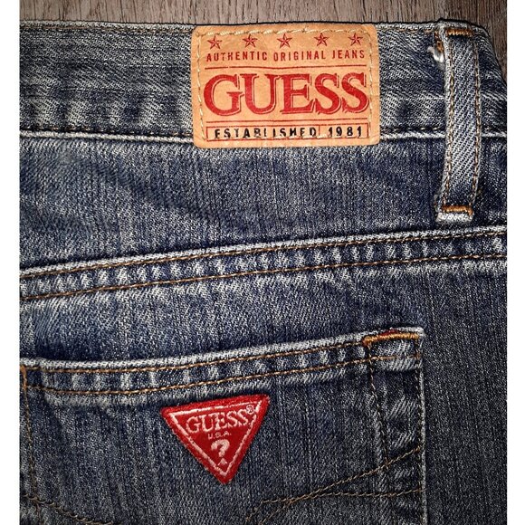 Vintage Guess Boot Cut Flared Jeans Size 29 Distressed Denim Wide Leg Retro - Picture 6 of 7